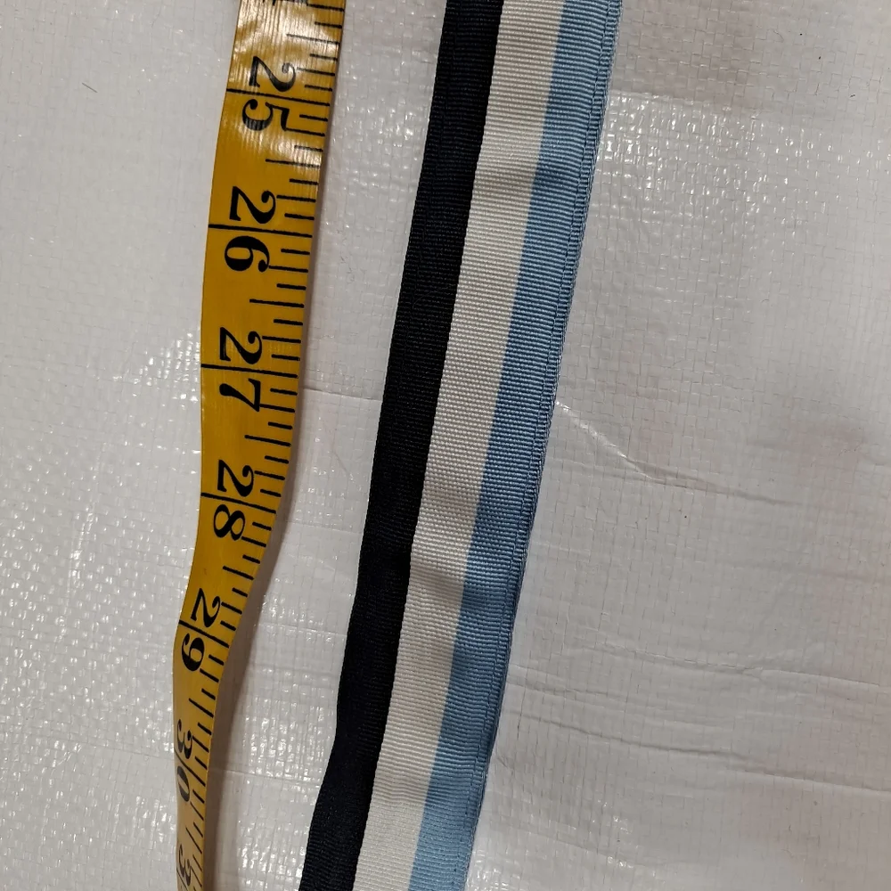 Brooks Brothers Blue Striped Fabric Double D Ring Belt